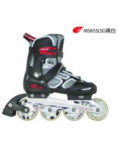 美洲獅溜冰鞋兒童可調直排輪滑旱冰鞋水立方系列MS835L-SG黑白