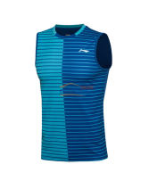 李寧 AVSL015-3 羽毛球修身男款背心 海豚藍\夢幻藍