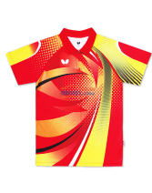 butterfly蝴蝶 BWH-268-0111 男女款乒乓球服 運動T恤（紅黃款）