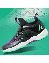 kawasaki/川崎穿越羽毛球鞋 全防護 快速系帶系統 無痕橡膠大底 曼巴紫黑藍