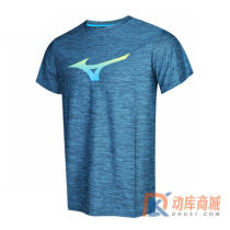 美津浓乒乓球服 K2CT8018 乒乓球圆领短袖T恤 花湖蓝