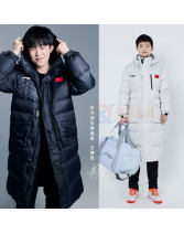 李寧長款羽絨服冬季外穿男女同款連帽鴨絨加厚保暖潮AYMT025 國家隊同款 帶國旗 雙色可選