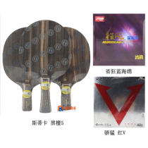 斯帝卡黑檀5+红双喜省狂蓝海绵+骄猛红v乒乓球底板套装