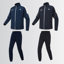 Butterfly蝴蝶长袖长裤套装 WSW432运动套服 秋冬款乒乓球外套 藏蓝/宝蓝